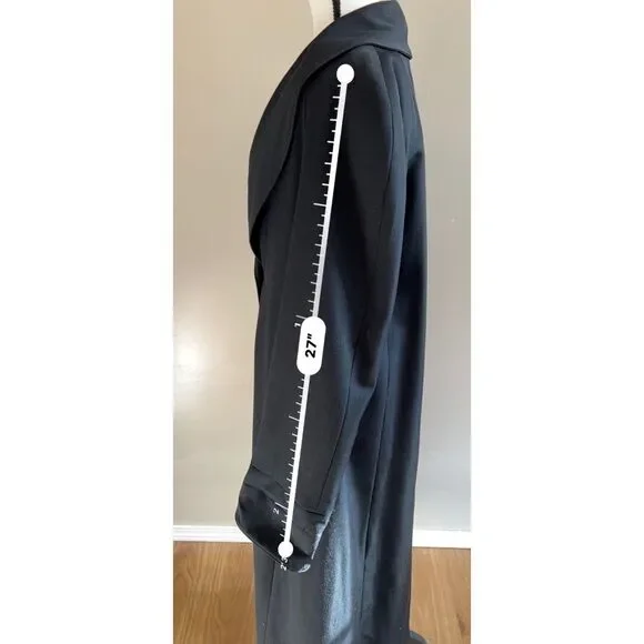 Jones New York black double breasted wool trench coat. L/XL - Picture 5 of 9